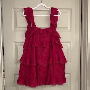 Free people Ruffled Pink Sleeveless Romper
